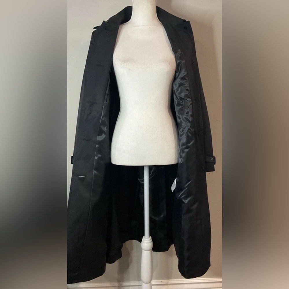 Lauren Ralph Lauren Single Breasted Trench Coat Hooded Belted Black Sz S NWT - Picture 10 of 12